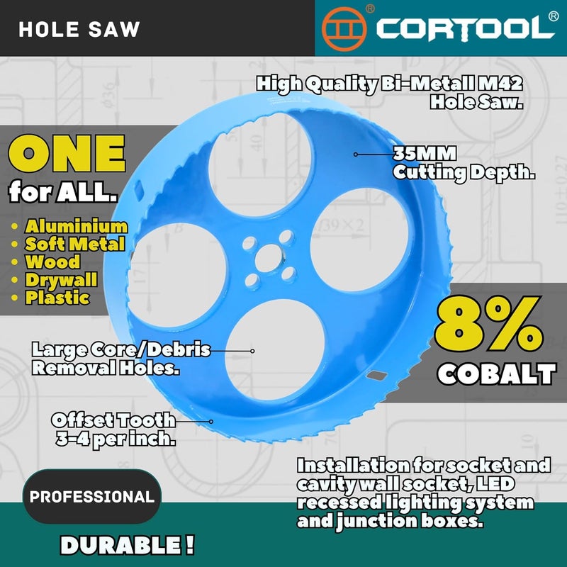 Cortool 6.25 Hole Saw for Recessed Lights, 6-1/4 Hole Saw Dust Bowl for Recessed Lighting 6 Inch, with Bi-Metal Wood Metal Drywall Hole Cutter - Image 2